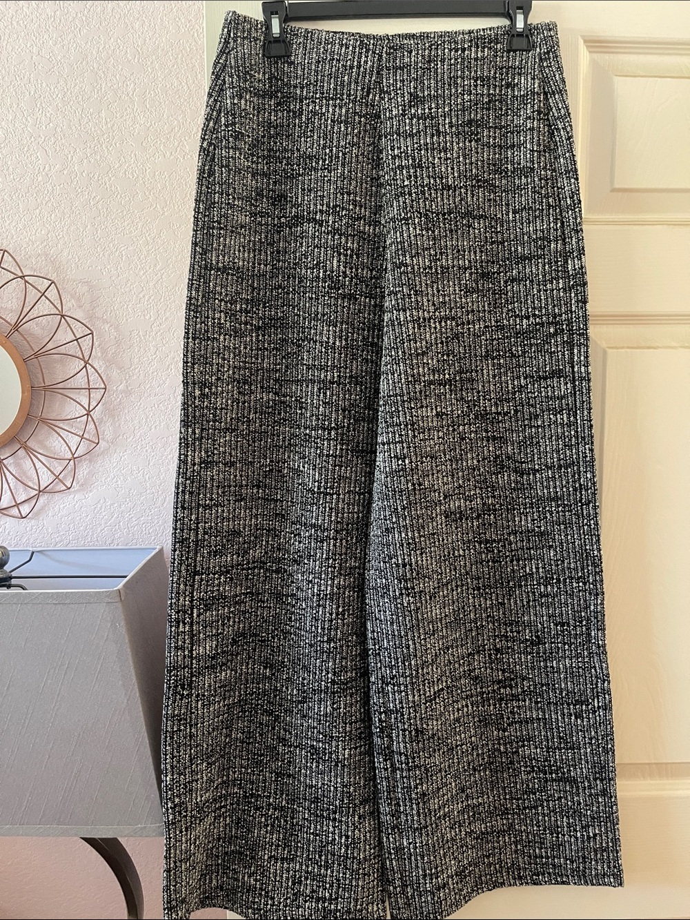 NWOT Zara Black & White Wide Leg Knit Pants